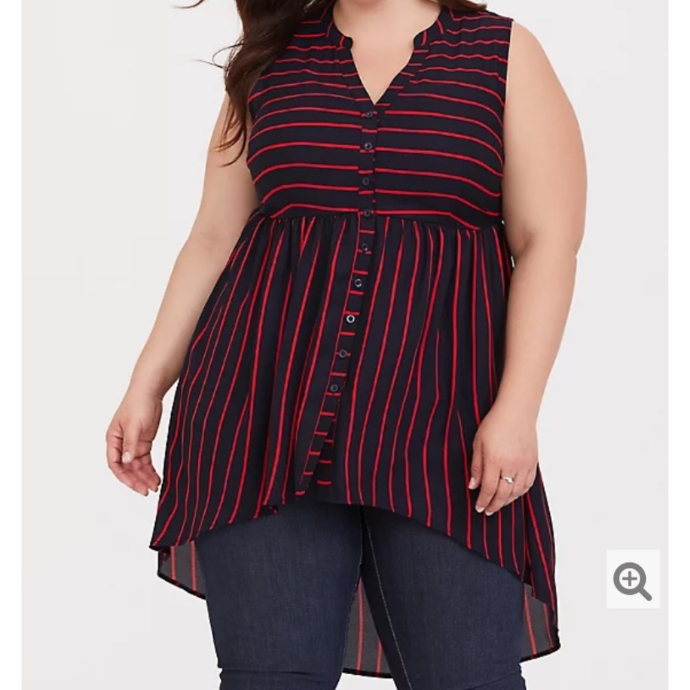 Torrid Lexie Blue Red Stripe Tunic Tank Size 5X